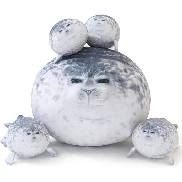 Other - Chubby Seal Pillow Plush with 4 Baby Seal Plushies in her Tummy Stuffed Toy